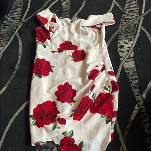 Fashion Nova Red and White Floral Dress